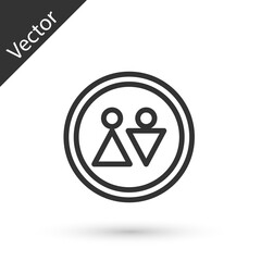 Grey line Toilet icon isolated on white background. WC sign. Washroom. Vector