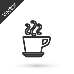 Grey line Coffee cup icon isolated on white background. Tea cup. Hot drink coffee. Vector