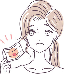 マスクで化粧が落ちる女性のイラスト素材