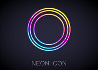 Glowing neon line Plate icon isolated on black background. Cutlery symbol. Restaurant sign. Vector