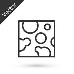 Grey line Cheese icon isolated on white background. Vector