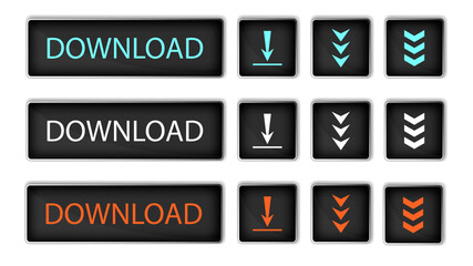 Set of dark download buttons