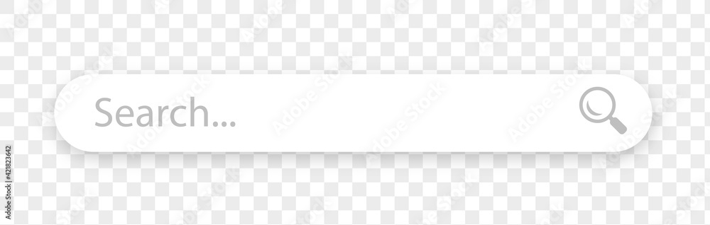 Poster search bar with shadow on transparent background. search engine box user interface. neumorphism desi