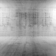 Empty room with concrete wall and floor, 3d