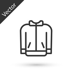 Grey line Baseball t-shirt icon isolated on white background. Baseball jersey, sport uniform, raglan t-shirt sport. Vector