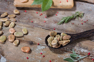 Close up of dried broad beans