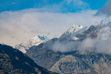 snow covered mountains in winter
