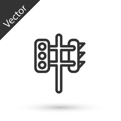 Grey line Traffic light icon isolated on white background. Vector