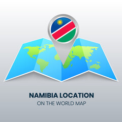 Location icon of Namibia on the world map, Round pin icon of Namibia