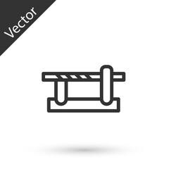 Grey line Parking car barrier icon isolated on white background. Street road stop border. Vector