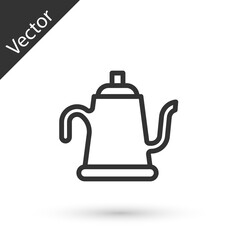 Grey line Watering can icon isolated on white background. Irrigation symbol. Vector