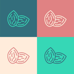 Pop art line Seeds of a specific plant icon isolated on color background. Vector
