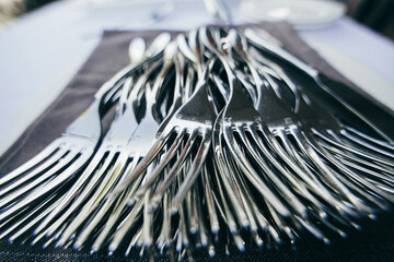 forks on the table in a restaurant