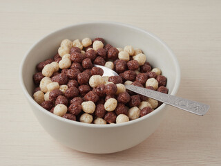 delicious breakfast chocolate balls with milk