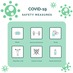 Infographic Vector Safety Measures From Covid 19 Style Flat Design