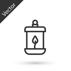 Grey line Ramadan Kareem lantern icon isolated on white background. Vector