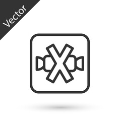 Grey line No sweets and candies prohibition icon isolated on white background. No candy forbidden symbol. Vector