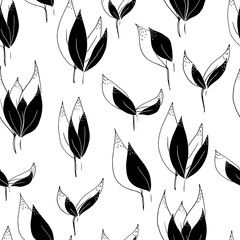  seamless pattern leaves with black shadow on background. For fabrics, textiles, clothing, wallpaper, paper, backgrounds, flyers and invitations