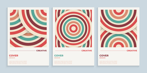 Abstract retro circles cover design with vintage colors