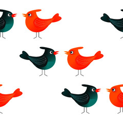 Set of birds,  seamless pattern.