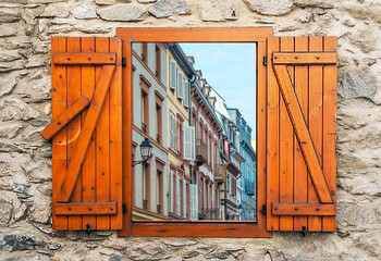 Houses at window