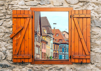 Houses at window