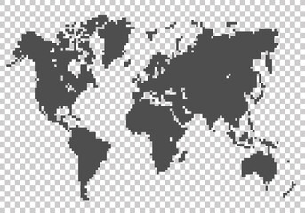 Fototapeta na wymiar world map pixel art containing parts of continents and countries with pnj backgrounds