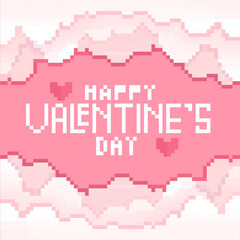 Fototapeta na wymiar Happy Valentine's Day Pink Pixel Art which falls on February 14th 