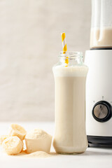 Protein sport shake and powder . Fitness food and drink. Diet