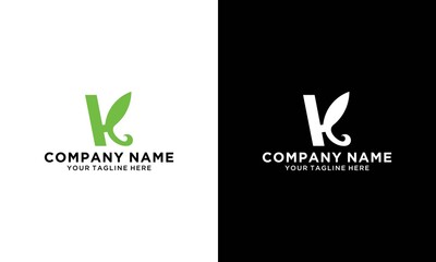 K letter logo design with a combination of leaves