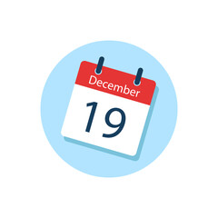 White daily calendar Icon December in a Flat Design style. Easy to edit Isolated vector Illustration.