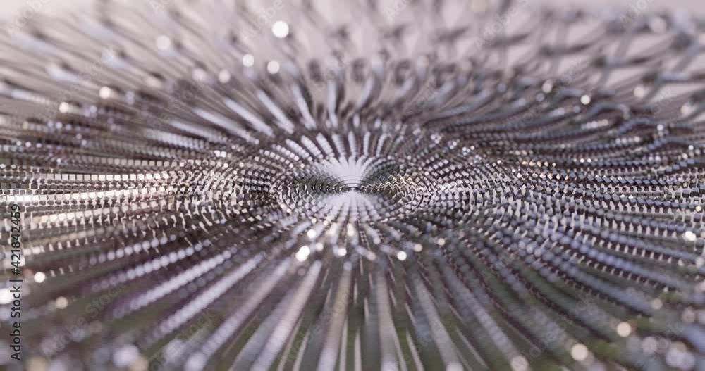 Poster abstract background. circular motion with millions of particles and lines. particle metal cubes with
