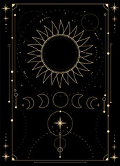 mystical esoteric composition of the sun, moon and stars