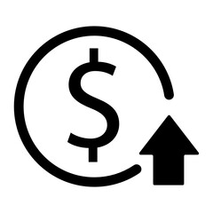 Dollar up icon. Money symbol with up stretching, rising prices. dollar rate, cash salary increase. vector illustration