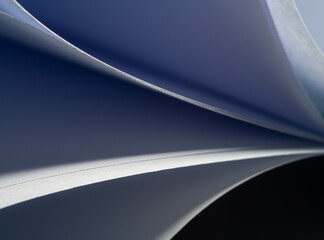 close up abstract with bent paper background ,selective focus;blue  colour .