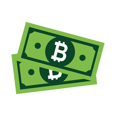 Bitcoin flat icon sign vector. Paper money symbol isolated on white background, Business graphic illustration