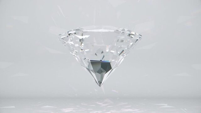 Large Sparkling Clear Diamond Rotating Loop With Reflections on White Background