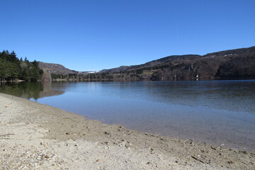 Volcanic lake of issarl&egrave;s (maar), ard&egrave;che, provence, France