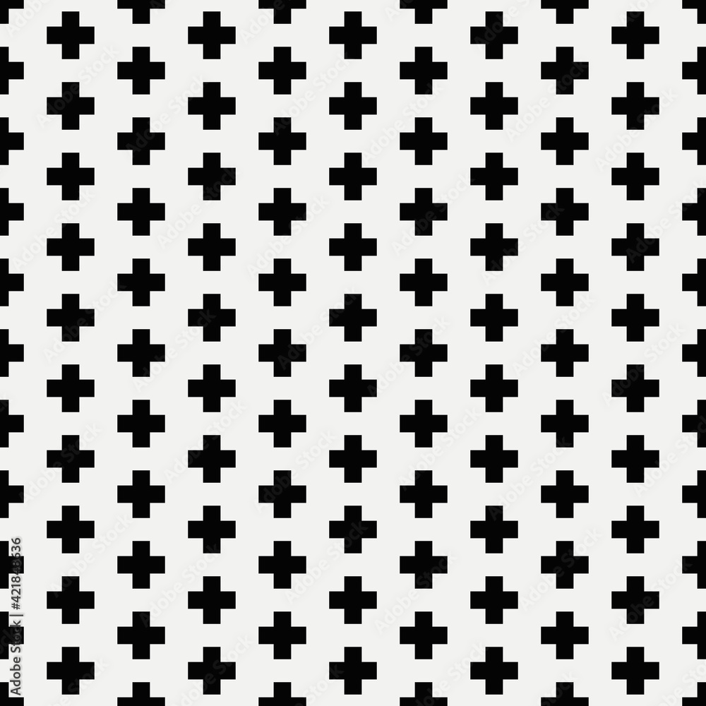 Poster Crosses Seamless Pattern. Vector Black Crosses Pattern.