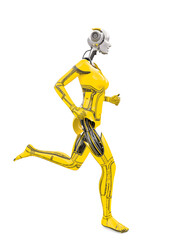 cyborg girl doing is running
