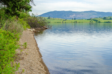 Majestic mountain river with mountain background in Vancouver, Canada.