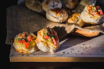 lunch of stuffed italian cakes
