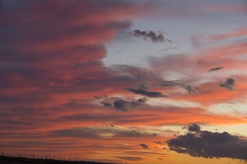 Idyllic sunset in the salt flats of Torrevieja, Alicante, Spain.