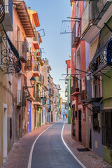 Fototapeta premium Narrow street in the historic center of the town of Villajoyosa.