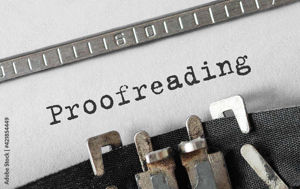 Poster text proofreading typed on retro typewriter