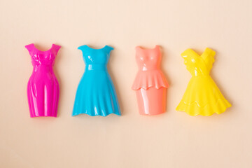 colorful dresses for dolls. Fashion and style. Summer Concept
