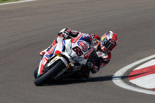 San Marino - May 10: Honda CBR1000RR SP of PATA Honda World Superbike Team, driven by Jonathan Rea during the free practice at the FIM Superbike 2014 at Imola Circuit Italy.