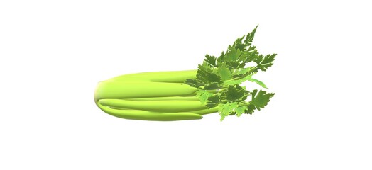 3d illustration of green  celery isolated on white background