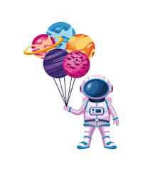 astronaut with planets
