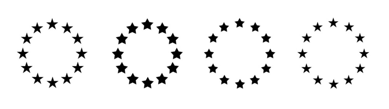 Star icons in circle european background. EU
